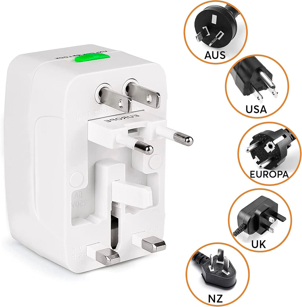 Clavija Adaptador Universal De Viaje Blanco