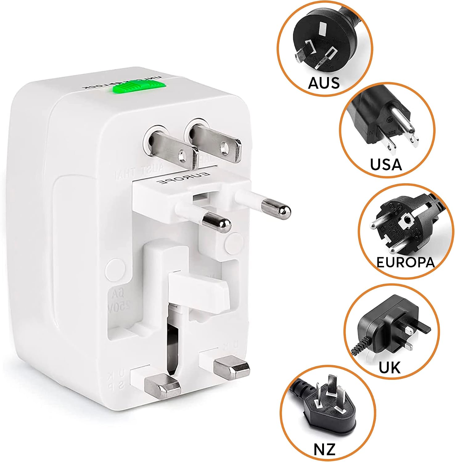 Clavija Adaptador Universal De Viaje Blanco