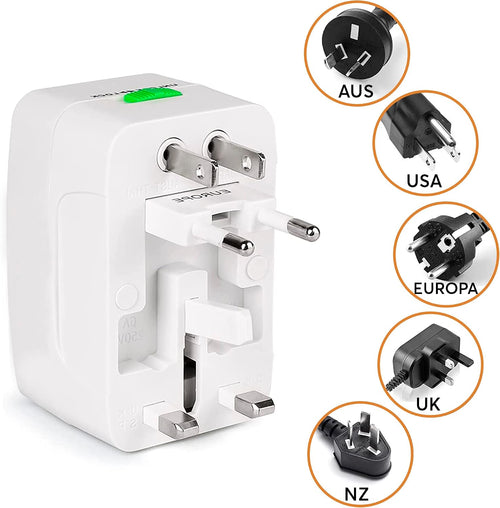 Clavija Adaptador Universal De Viaje Blanco