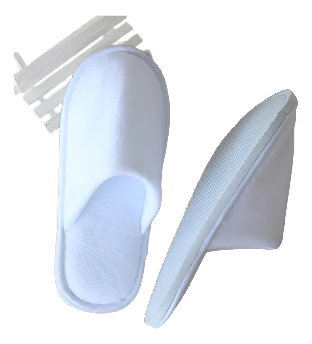 10 Pares Pantuflas Blancas De Felpa Adulto Unisex